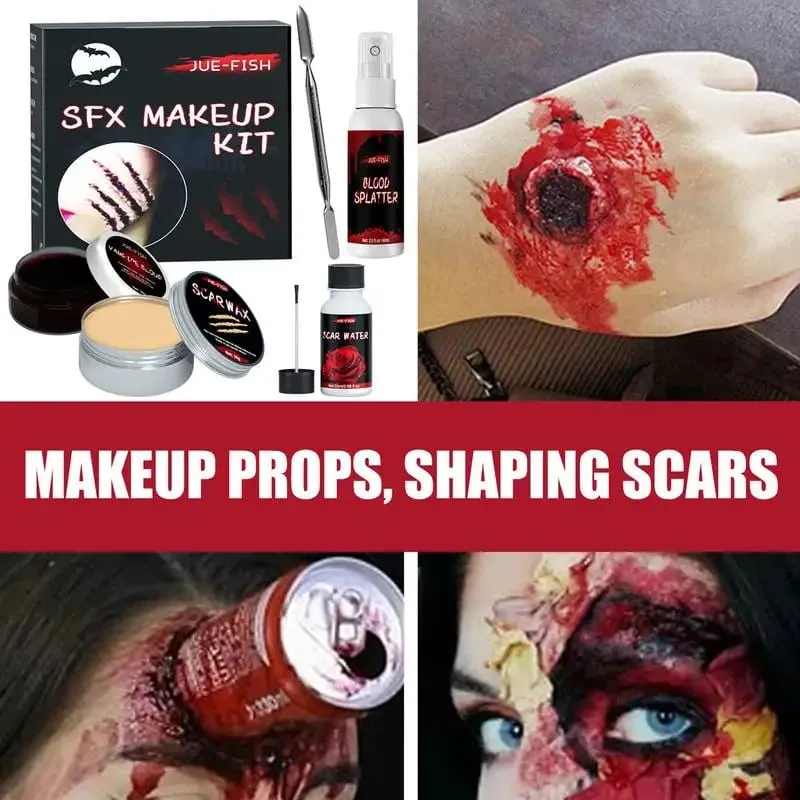Halloween Particular Effects Fake Scar Wound Makeup Kit Bag | Halloween Horror Cosplay Skin Wax Plasma Scar Paint Makeup Tool — image 2