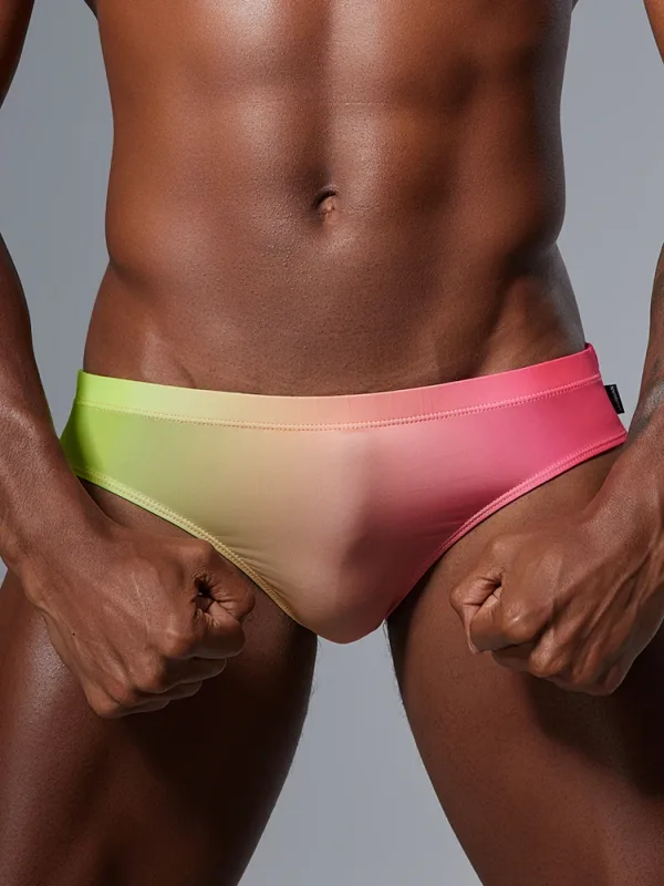 Roupa íntima triangular masculina com design fino de seda gelada, secagem rápida, alta elasticidade, cintura baixa, sexy, ajuste fino, moda jovem
