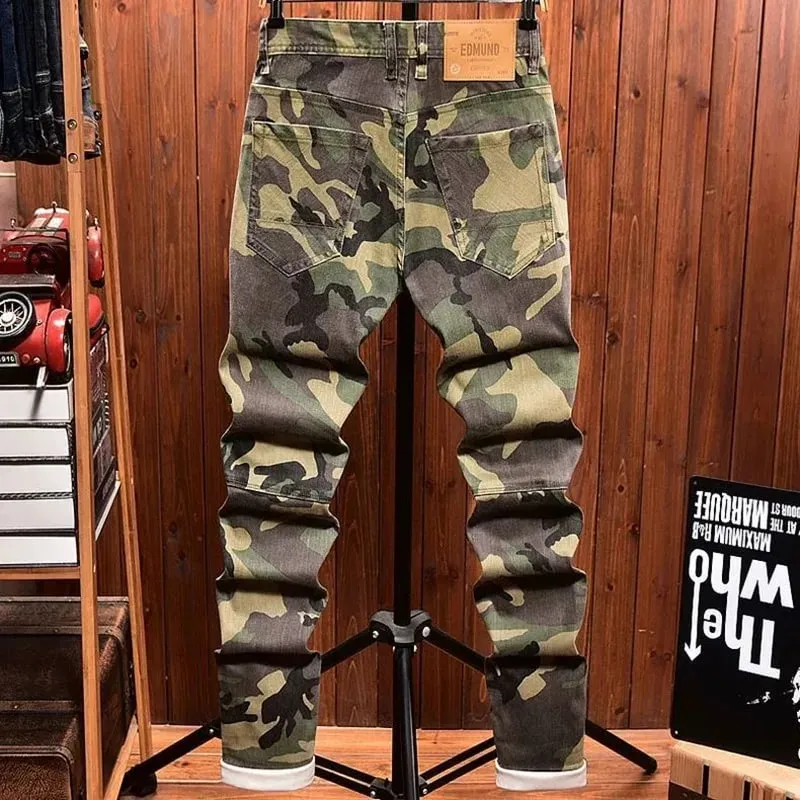 Spring and Autumn New Fashion Camouflage Straight Stretch Small Legs Men's Casual Comfortable Breathable High-Quality Jeans 36 — image 4