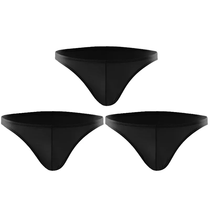 3 uds verano borde estrecho hombres deportes transpirable hielo seda calzoncillos finos sexy cintura baja apretado sin costuras pequeños pantalones triangulares