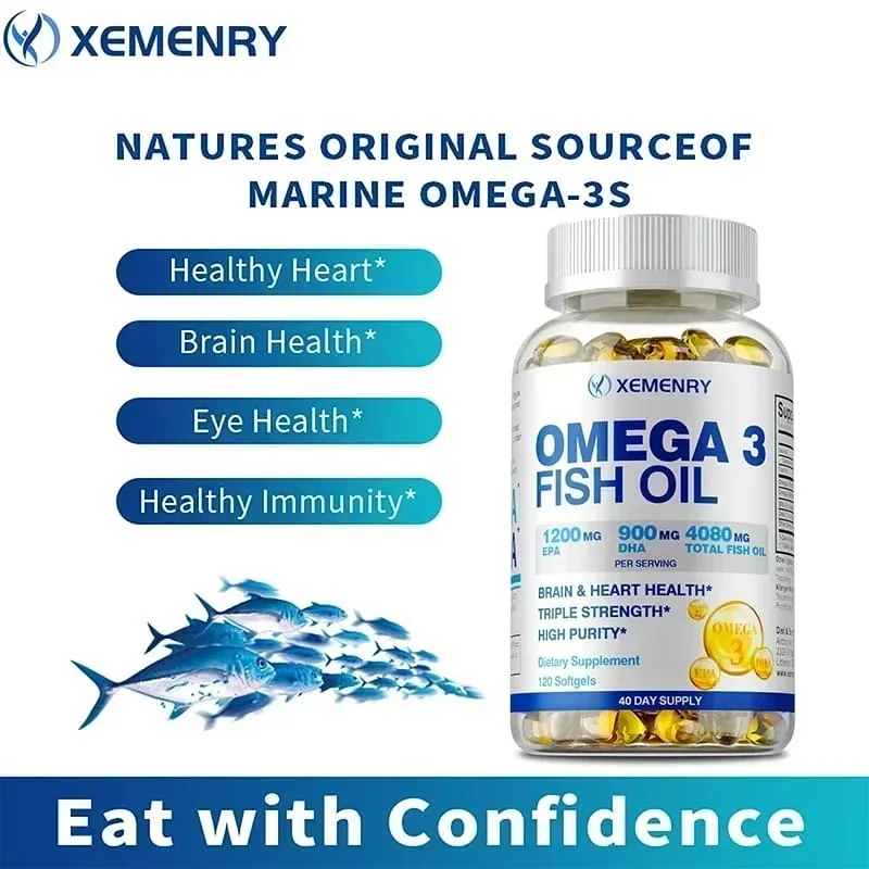 Olio di pesce Omega-3 - Migliora la concentrazione della memoria e la cognizione Promuove la salute del cervello e degli occhi Migliora la funzione immunitaria — image 4