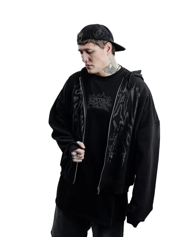 Y2K Retro Hoodie Men's Satan Club Print STNCLB Zip Pullover Sweatshirts High Street Hip Hop Streetwear Oversized Clothing Jacket — image 4