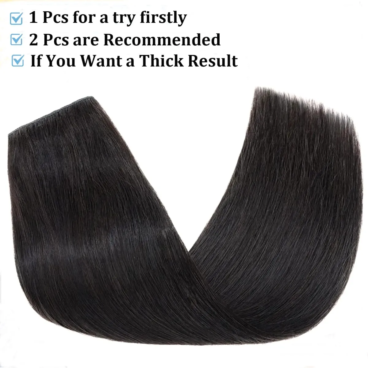 Clip in One Piece Straight 10inches with 5clips Human Hair Extension Brazilian Remy Hairpiece Clip in Hair Extensions Natural — image 3
