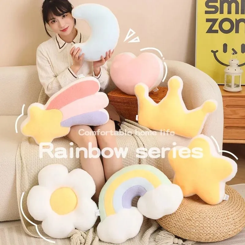 Rainbow Wish Star Moon Plush Pillow Colorful Crown Cloud Soft Toy Pillow Cushion Sofa Home Decoration Throw Pillows — image 3