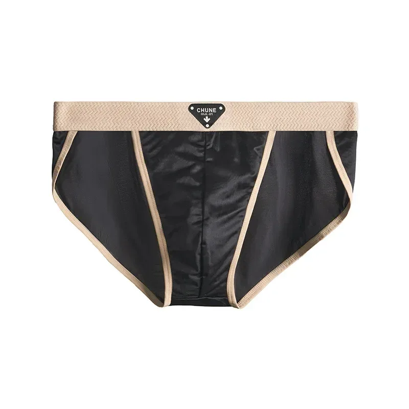 1/3PCS Men's Briefs Satin-like Ice Silk Briefs Summer Smooth Mens Underpants Breathable Quick Drying Panties Sexy U Pouch Briefs — image 6