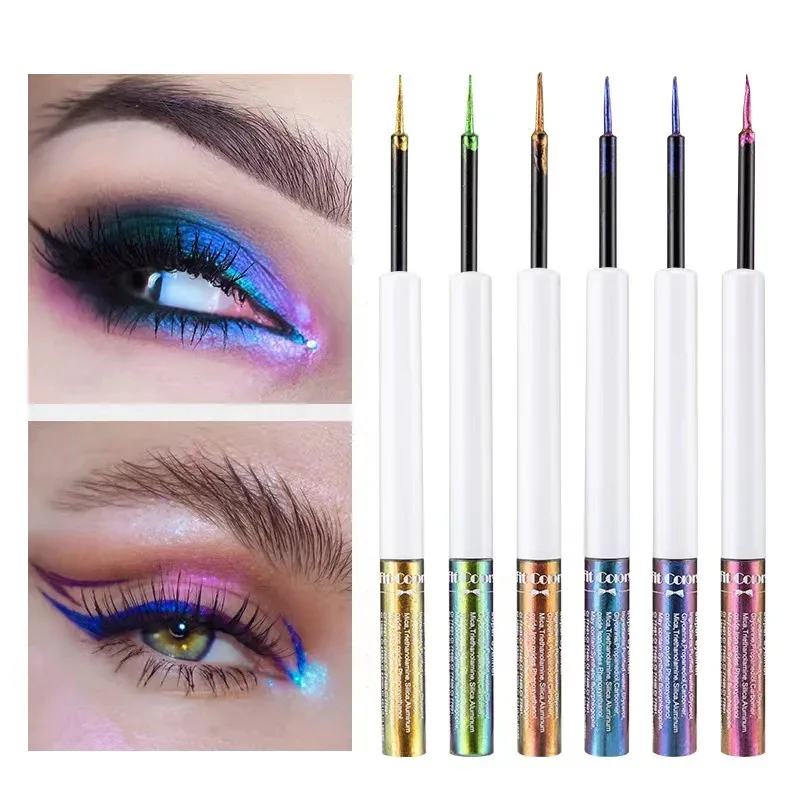 6 Colors Golden Chameleon Liquid Eyeliner Set Waterproof Long Lasting Diamond Glitter Metallic Eye Liner Shiny Makeup Cosmetics