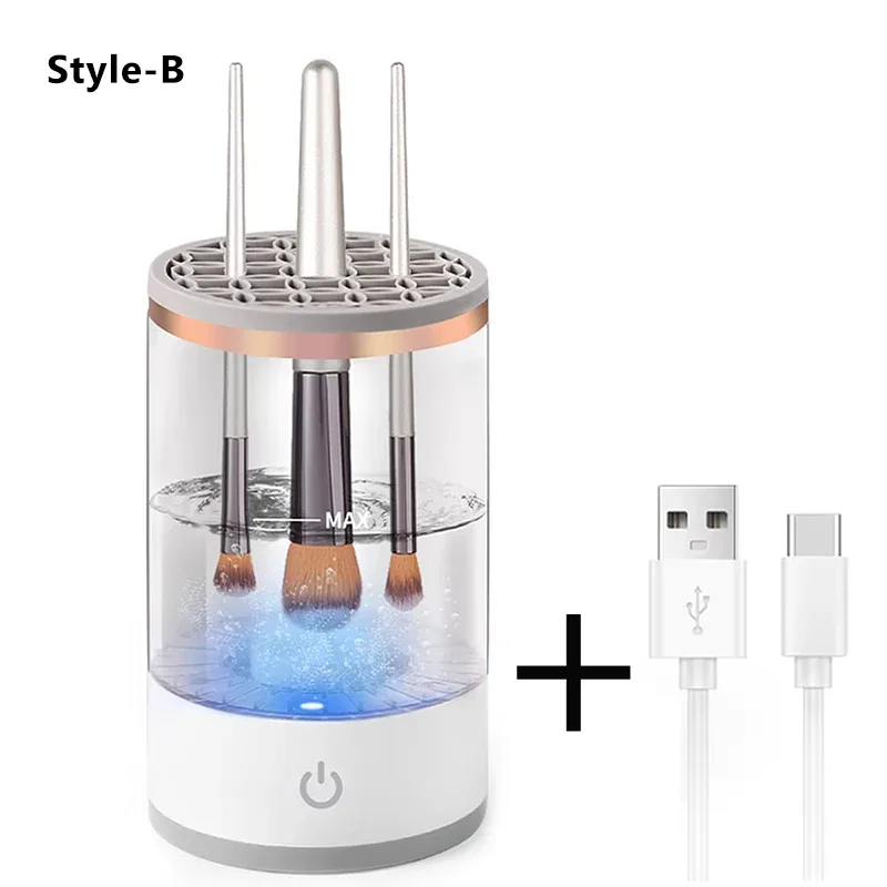 Pembersih Berus Solek USB Mudah Alih 3 Dalam 1 Berus Kosmetik Elektrik Alat Pengering Pembersih Cuci Automatik Pembersih Solek Untuk Wanita — image 8