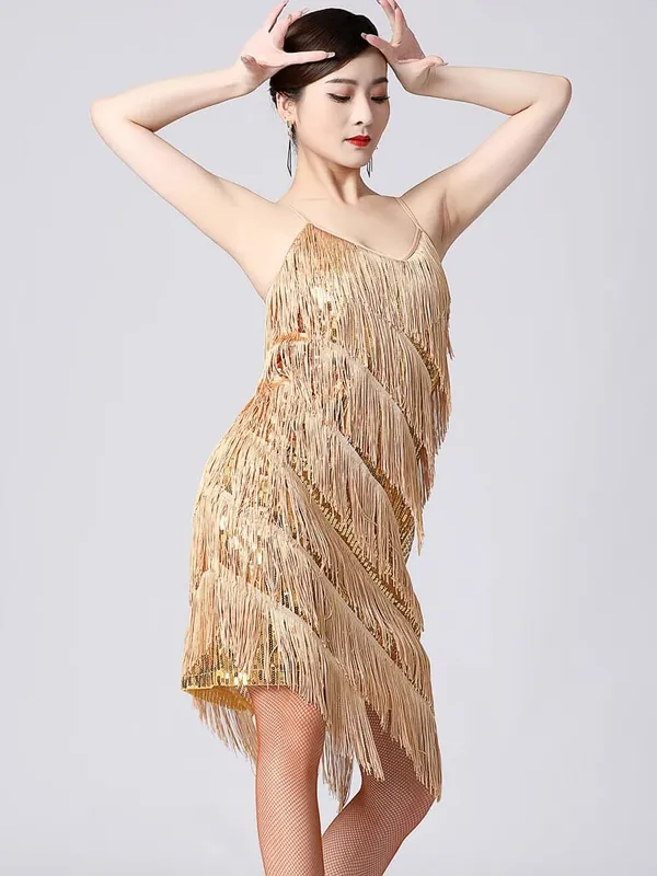 Wanita 1920-an Vintage Great Gatsby Party Dress Sequin Dress Seksi V-Neck Summer Cami Dress Gold Fringe Dress Vestidos Flapper Costumes