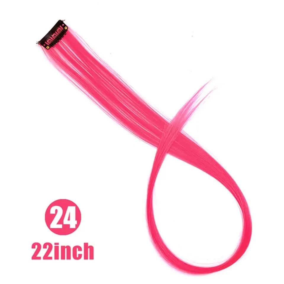 Synthetic Clip In One Pieces Colorful Hair Extensions Curly Synthetic Hair Pieces 18" Long Ombre Hair Pink Purple Red Blue — image 44