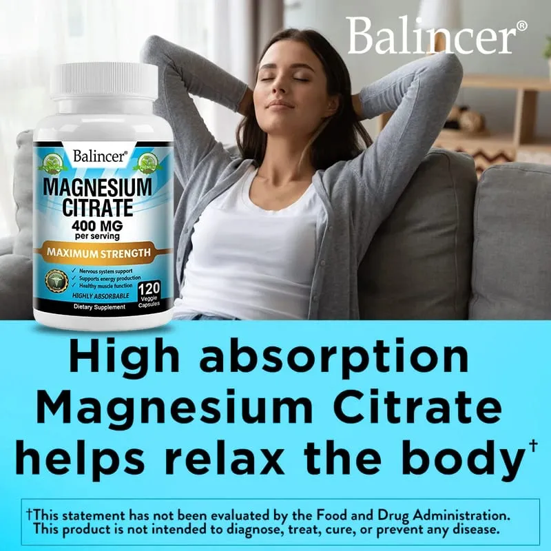 Balincer Magnesium Citrate Supplement Supports Muscle Nervous System Bone Heart Health and Provides Energy — image 4