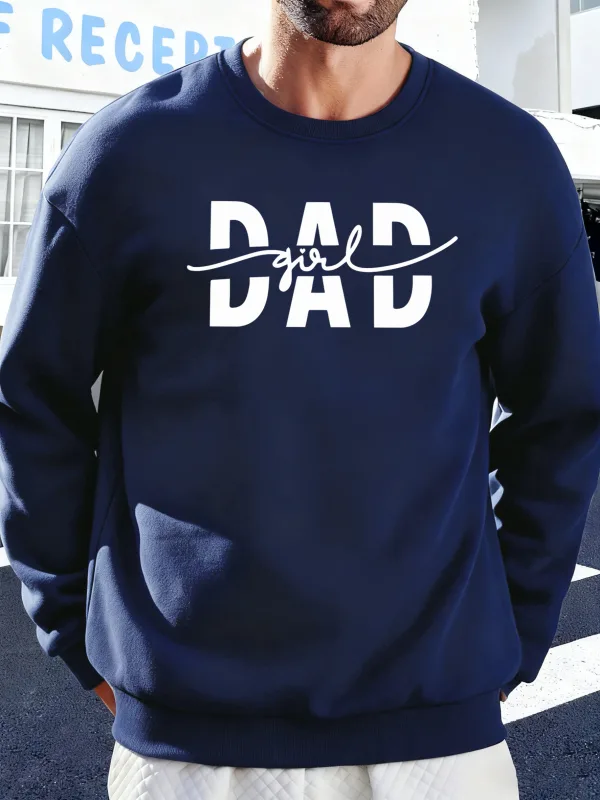 Papà Ragazza Lettera Creatività Stampa Pullover Uomo Autunno Felpe calde Felpe con cappuccio in pile oversize Morbido Casual Streetwear Uomo