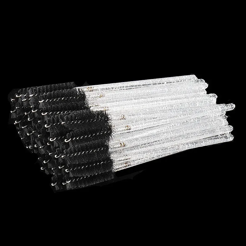 50Pcs/Pack Disposable Micro Eyelash Brushes Mascara Applicator Wand Brushes Comb Eye Lashes Brush Makeup Tools Gold Handle