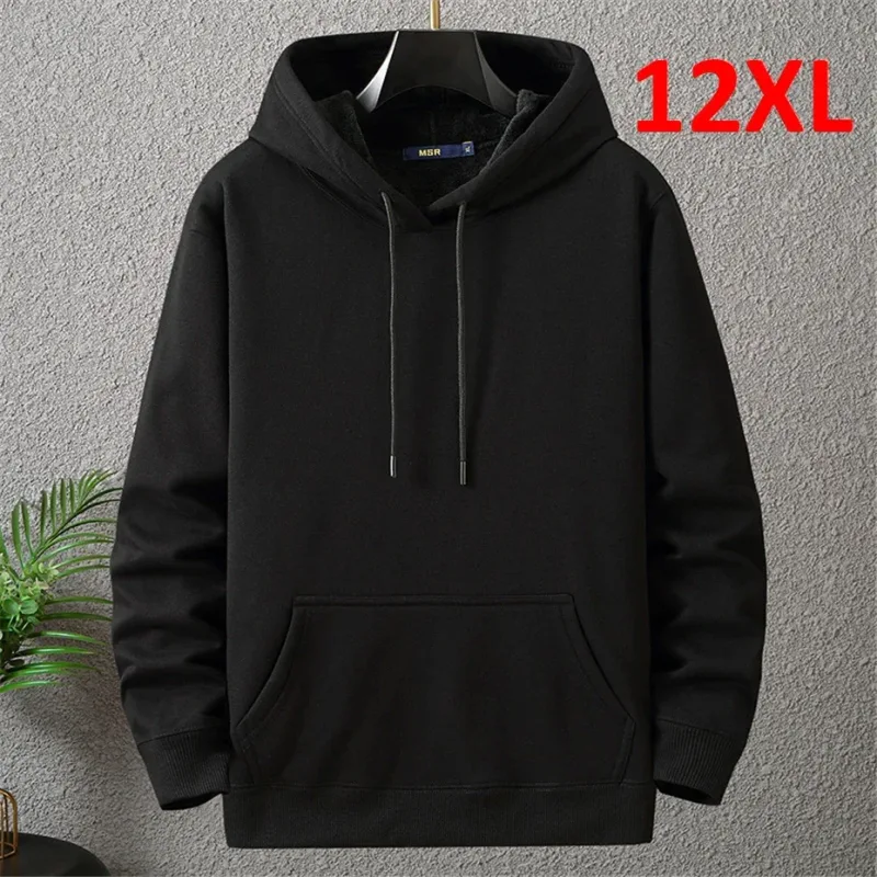 Large Size Men's Hoodie Jacket Hooded Long Sleeve Thick Warm Fleece Lined Sweatshirt Male Casual Winter 10XL 12XL Extra Big Plus — image 3
