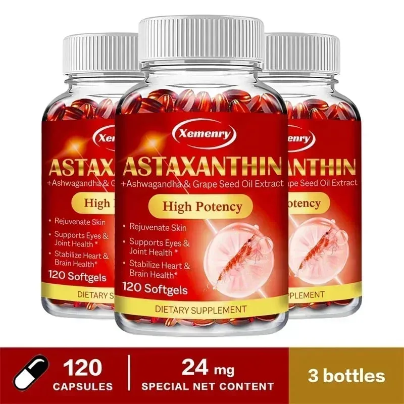 Astaxanthin Softgels 24mg - Support Skin Eye Joint Health Anti-oxidation Relieve Eye Fatigue Enhance ImmunitySupplements