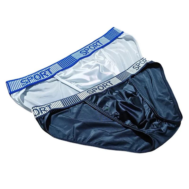 Men High Fork Briefs Mid Waist Elastic Breathable U Convex Underpants Ice Silk Men's Underwear Close Fitting Silky Shorts — image 8
