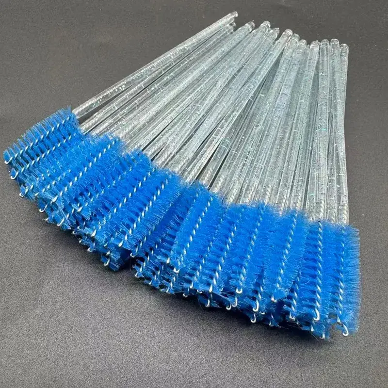 50pcs Disposable Eyelash Brushes Crystal Eye Lash Mascara Wands Glitter Lash Comb Spoolies Micro Makeup Applicators