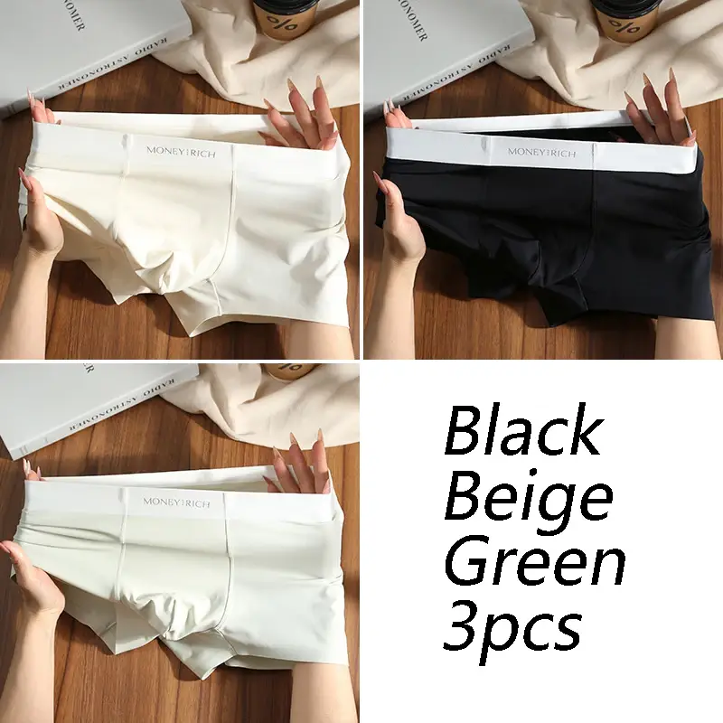 [Bloom the love] New MONEY&RICH 1pcs/3pcs Boxer Men Underwear Hot Solid Underpants Boxershort Mens Boxers Man Size L-3XL HS4038
