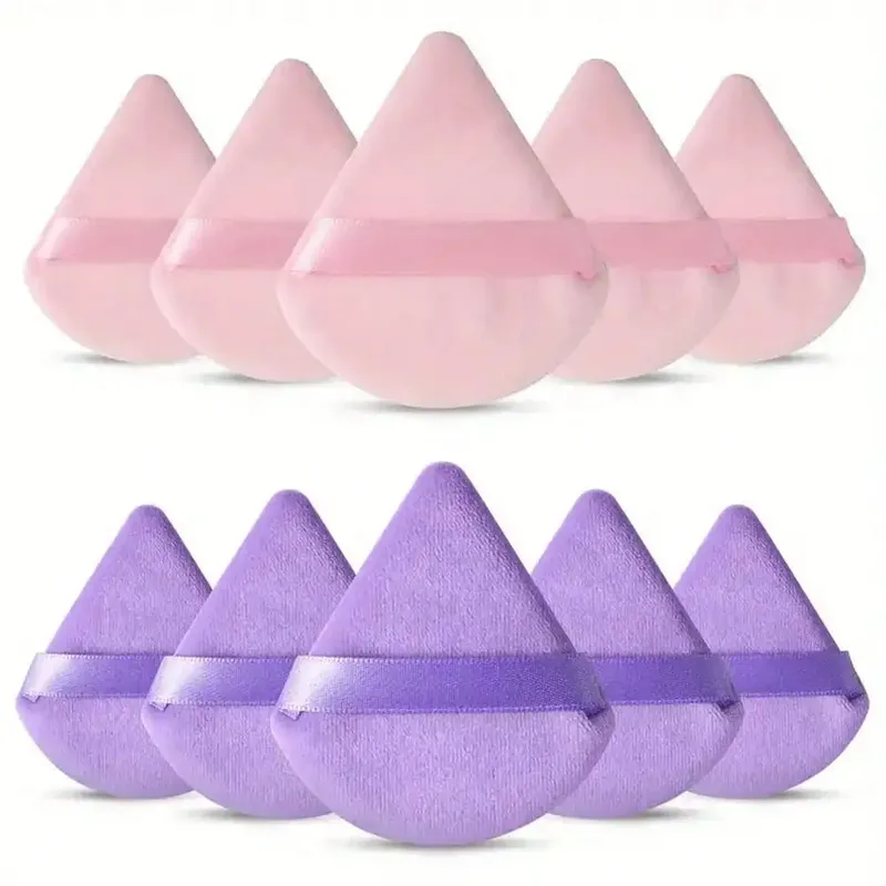 10 Pcs 삼각형 벨벳 파우더 퍼프 피자 가루 미니 페이스 메이크업 스폰지 화장품 빨 수있는 경량 메이크업 도구 — image 16