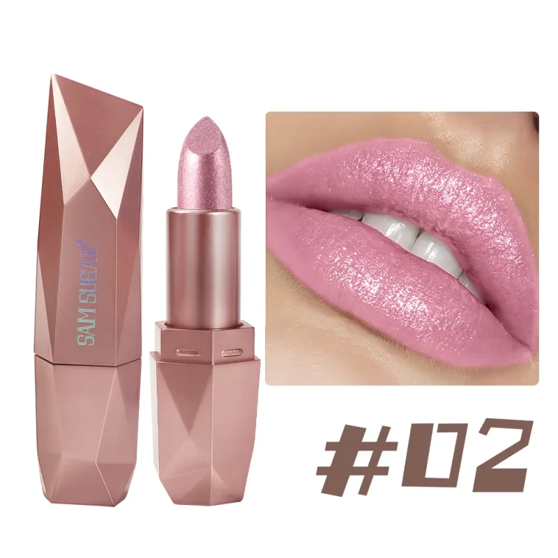Diamond Glitter Lipstick Long Lasting Waterproof Moisturizing Highly Pigmented Metallic Shine Pearlescent Non Stick Cup Lipstick — image 8