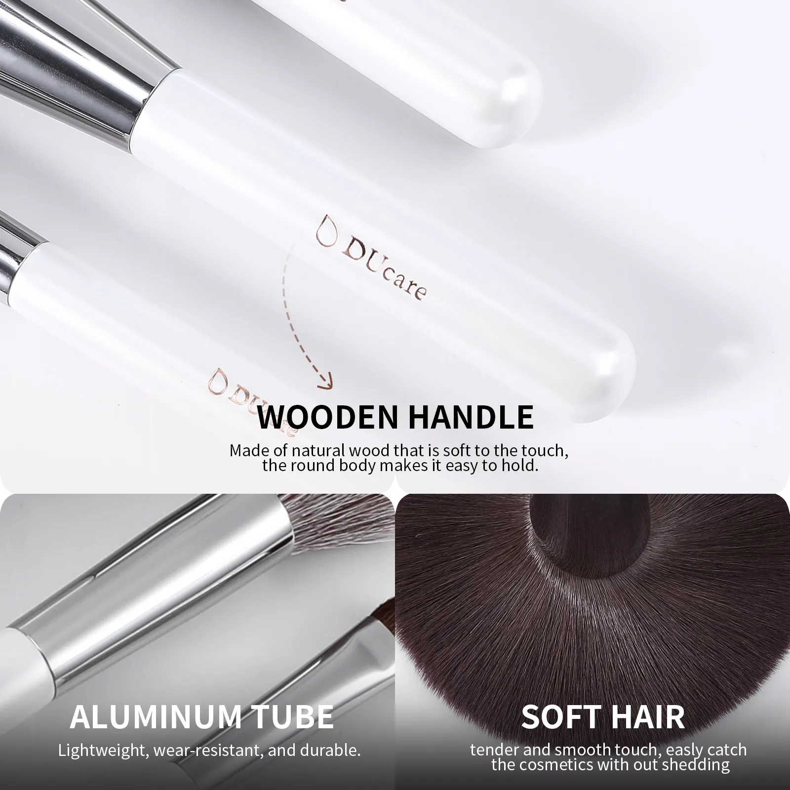 DUcare Makeup Brush Set 9pcs Foundation Blending Powder Blush Concealers Eyeshadows Brushes Must Have Beginner Use With Holder — image 3