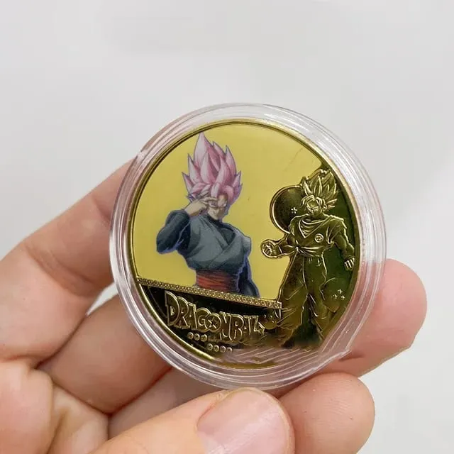 Dragon Ball Gold Plated Gold Coin Son Goku Vegeta Commemorative Coins Children Classic Anime Peripherals Collection Toy Souvenir