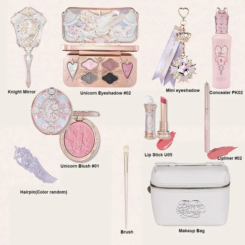 Makeup Set Flower Knows Shell Pearl Bunny Garden Setting Powder Lip Gloss Blush All In One Baking Powder Glitter Highlighter Kit — image 10