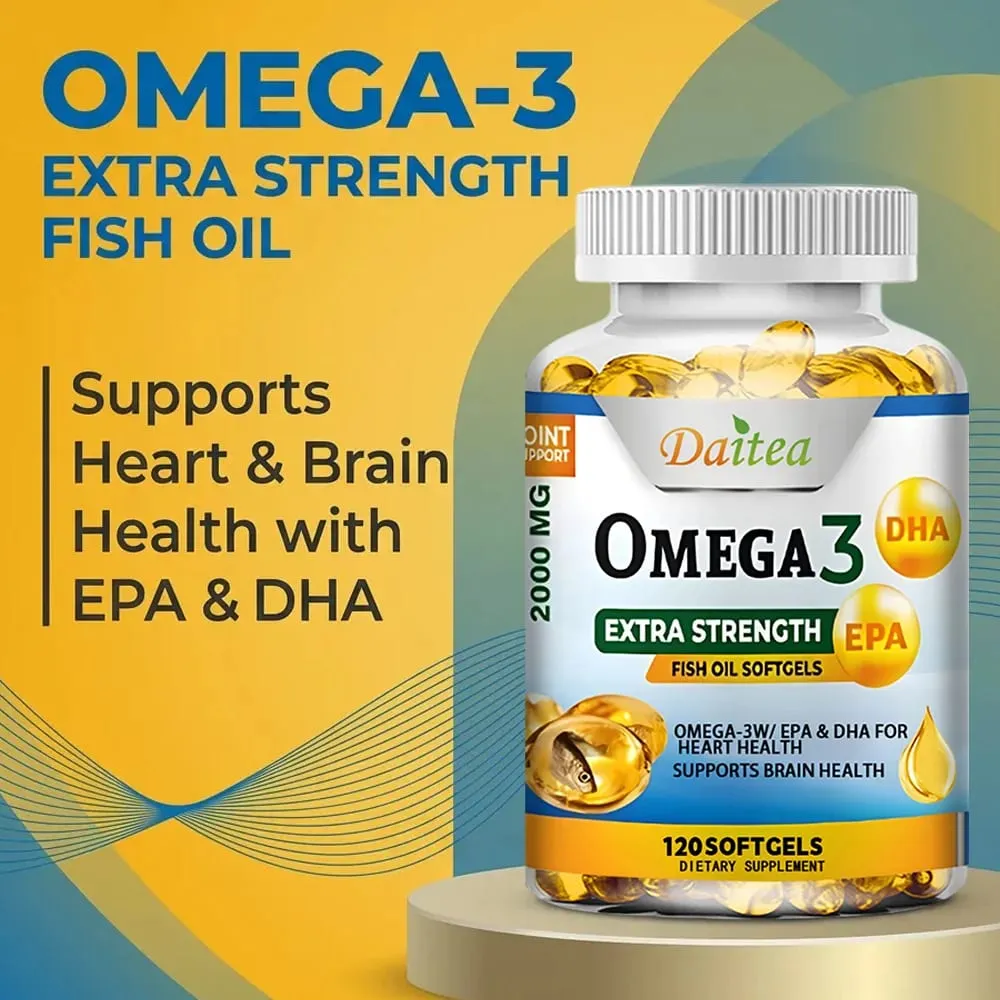 EPA 및 DHA가 함유된 오메가 3 피쉬 오일 2000mg 소프트젤 심장 뇌 관절 및 눈 건강 지원 신경 기능 및 면역력 향상 — image 2