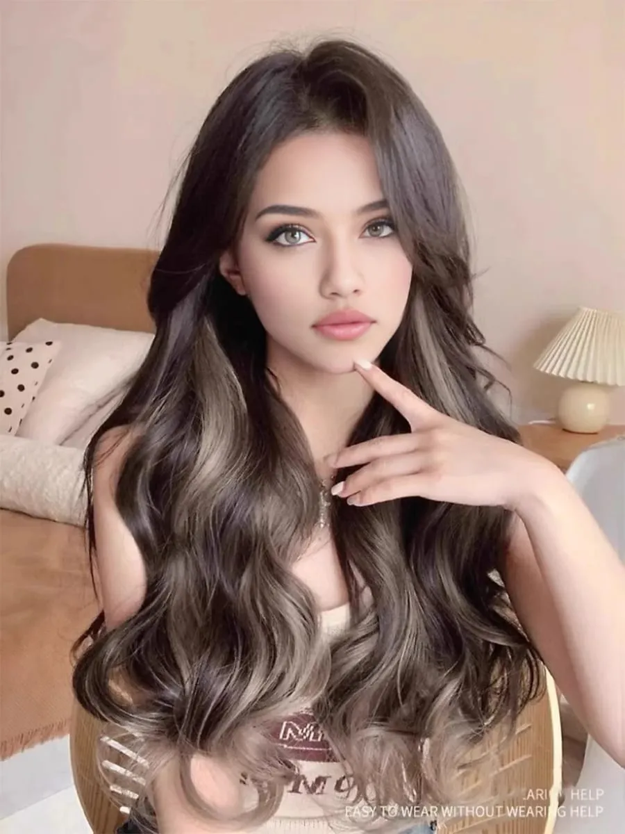Synthetic 5 Clip 50cm Colored Hair Extensions Water Wave Wig Pink Wig Gray Wig Clip on Hair Extensions Christmas