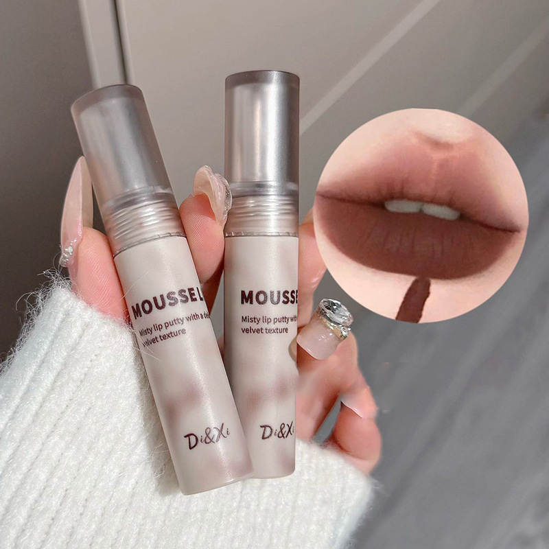Gothic Matte Black Lipstick Waterproof Mousse Lip Mud Nude Brown Lipstick Dark Purple Punk Lip Gloss Makeup Non-stick Lips Tint — image 4