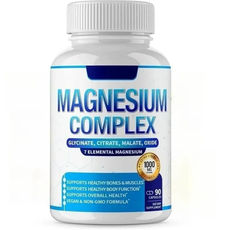Magnezyum Kompleksi Takviyesi 7 Form Magnezyum Glisinat Sitrat Malat Orotat Taurat Günlük Mineral Desteği ile 90 Sayım