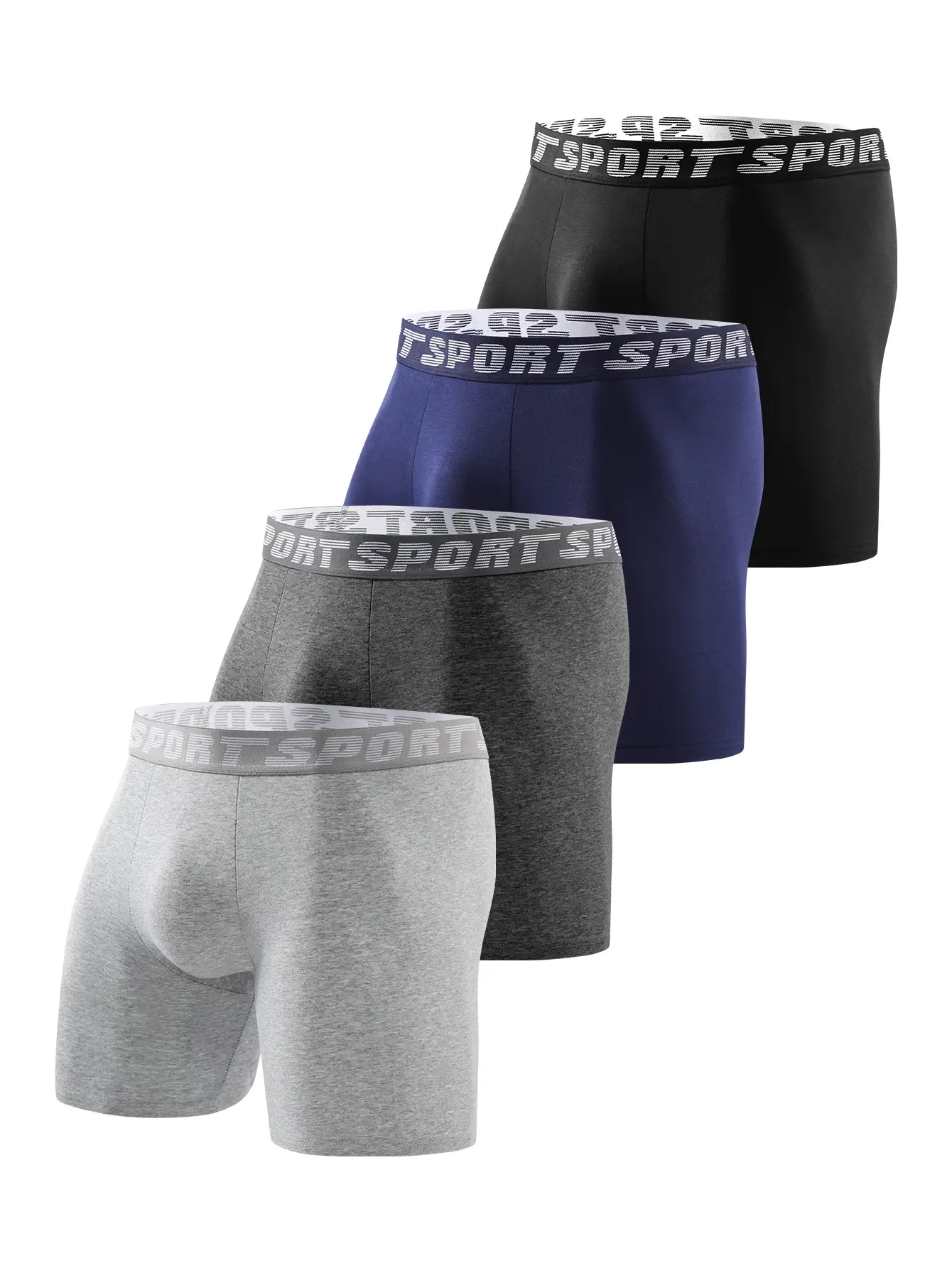 4 pieces of men's sports underwear, soft, breathable and comfortable sweatpants, fashionable and personalized long briefs — image 2