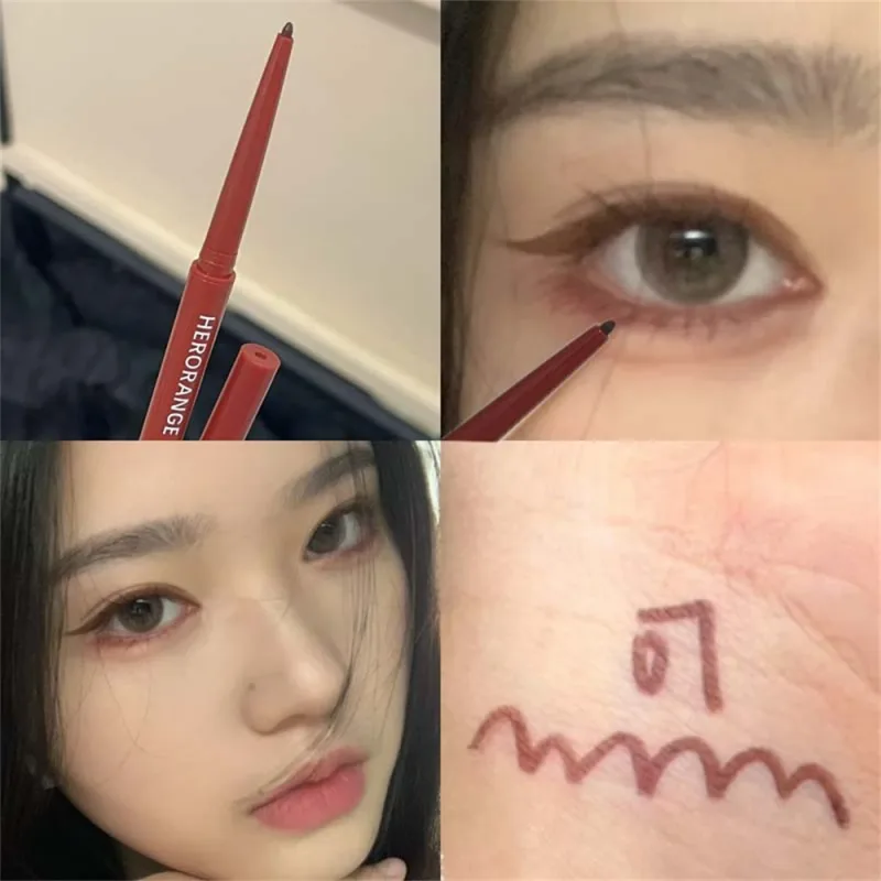 12 Colors Eyeliner Pencil Waterproof Long-lasting Orange Black Brown Easy Wearing Eyeshadow Contour Stick Lying silkworm Makeup