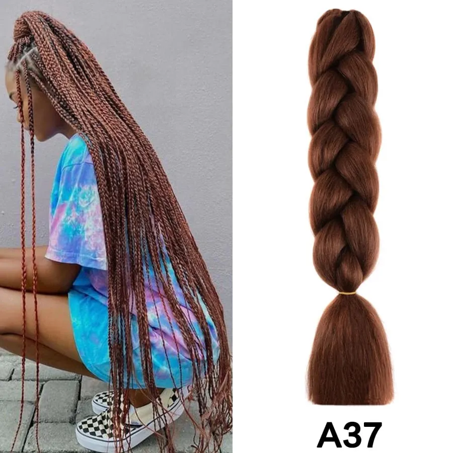 24 Inch Synthetic Jumbo Braid Pure And Ombre Braiding Hair Extensions For Women DIY Jumbo Hair Braids Black Green Gray Brown — image 38