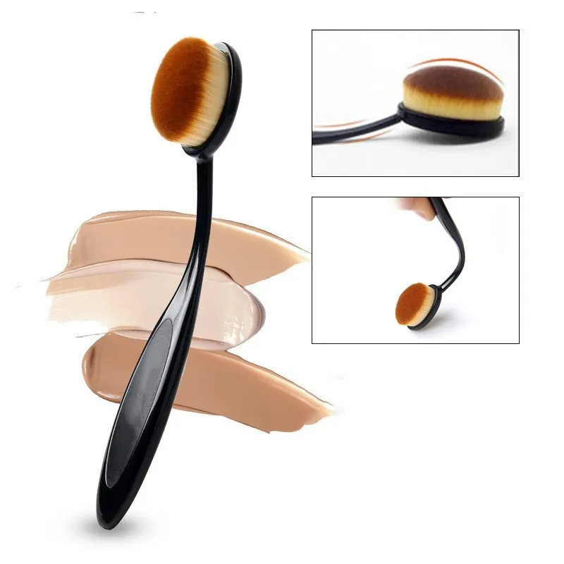 1Pc Oval Makeup Brushes Portable Toothbrush Oval Nylon Hair Cosmetic Makeup Blush Face Foundation Blending Brush Makeup Tool — image 2