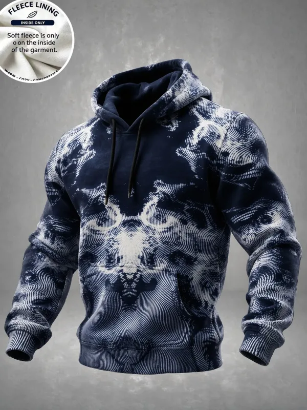 3D Print Fleece Hoodie Blue Spiral Grid Optical Illusion Pullover Long Sleeve Kangaroo Pocket Casual Sweatshirt Tops — image 7