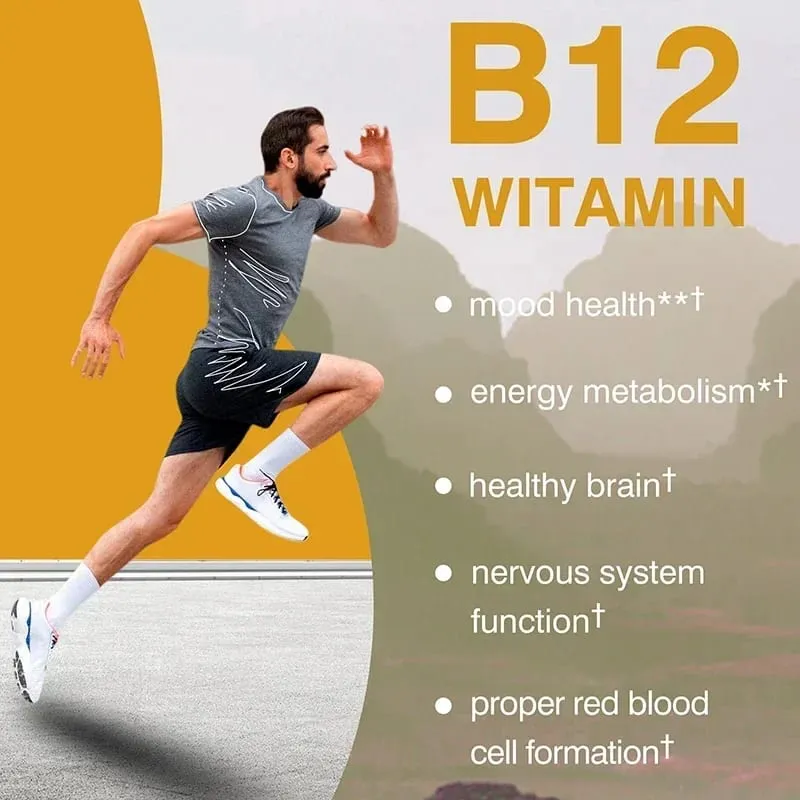 Vitamin B12 1000mcg - Benefits Brain & Heart Function Memory Learning Helps Boost Natural Energy