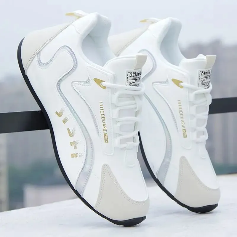Outono novos sapatos masculinos de couro respirável sapatos de cor sólida na moda anti deslizamento sapatos à prova dwaterproof água viagem casual tênis zapatos — image 2