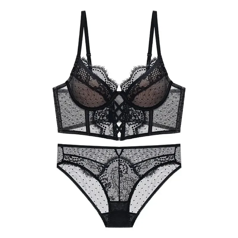 Push Up Spets Underkläder Set för kvinnor Sheer Chemise med mjuk bygel BH Fishbone Teddy Sexig Bröllopsbröllop Smekmånad Outfit S-XL — image 9