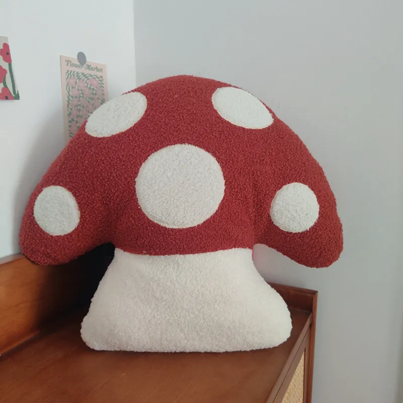 Almohada con forma de seta de 45x40cm, juguetes de peluche suaves, cojín para sofá con forma de seta simulada, sala de estar para el hogar, regalo de cumpleaños para niños y niñas — image 2