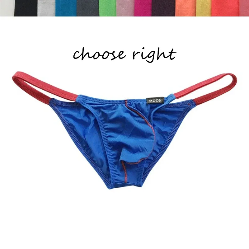Men's Low-Waisted Color Contrast Briefs Ice Silk Protruding Translucent Stereoscopic Bag Sexy Underwear — image 4