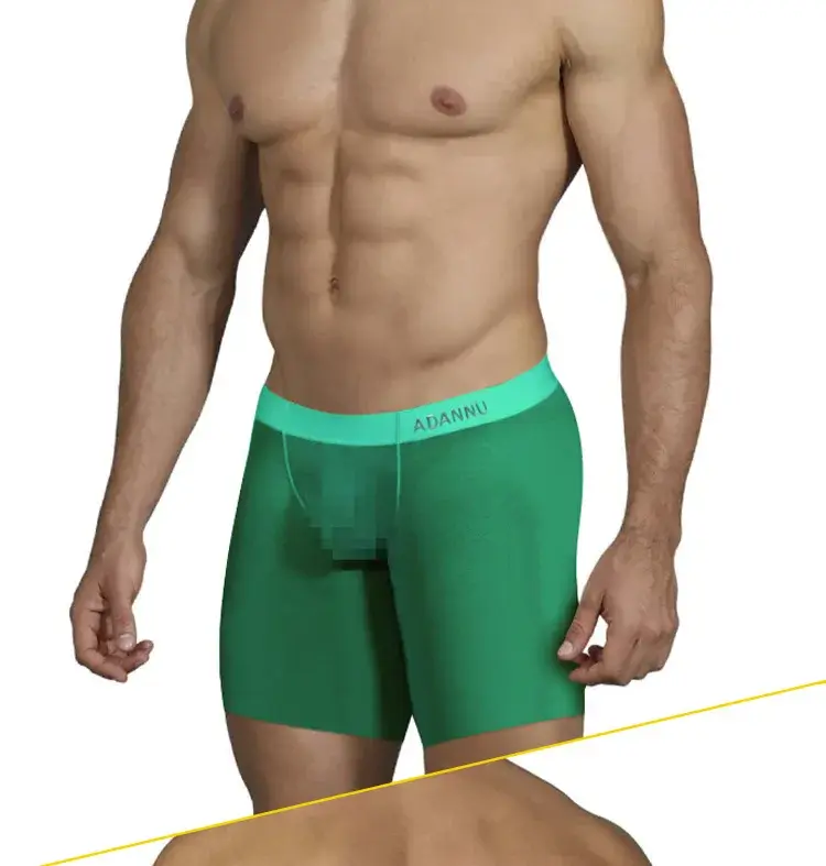 Sous-vêtements Ultra-fins pour hommes, Boxer Long, short rafraîchissant en soie glacée, sous-vêtements transparents pour Fitness, maille sans couture, 0.01mm — image 8