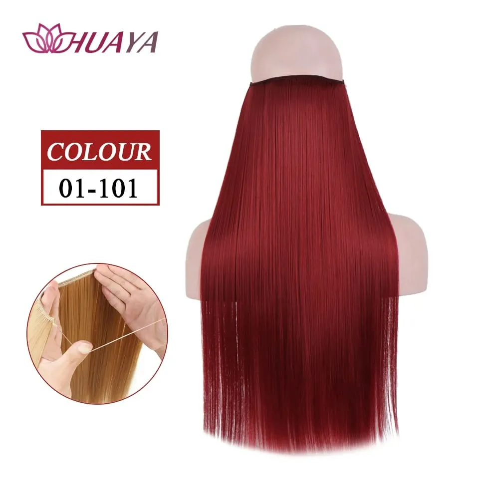 Synthetic Long Straight Invisible Wire No Clips In Hair Extensions Fake Hair Pieces Secret Fish Line Hairpieces For Women — image 12