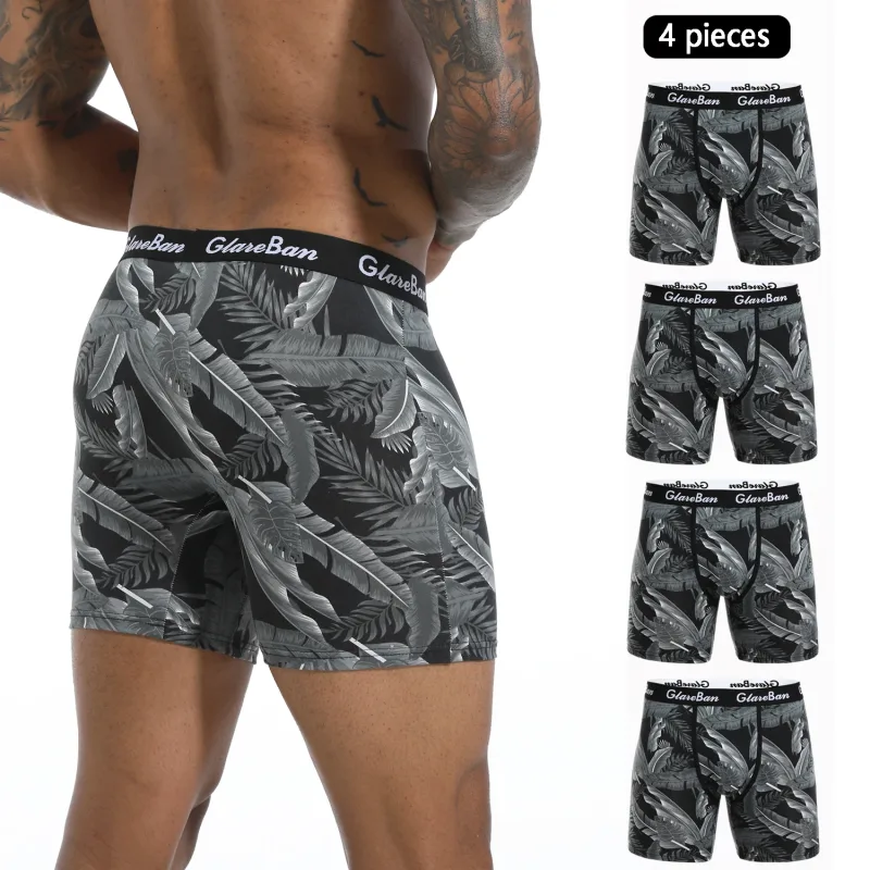 4pcs Set Mid-Long Boxer Shorts Men's Underwear Male Underpants for Men Homme Boxershorts Slips Soft Panties Brand Sexy — image 11