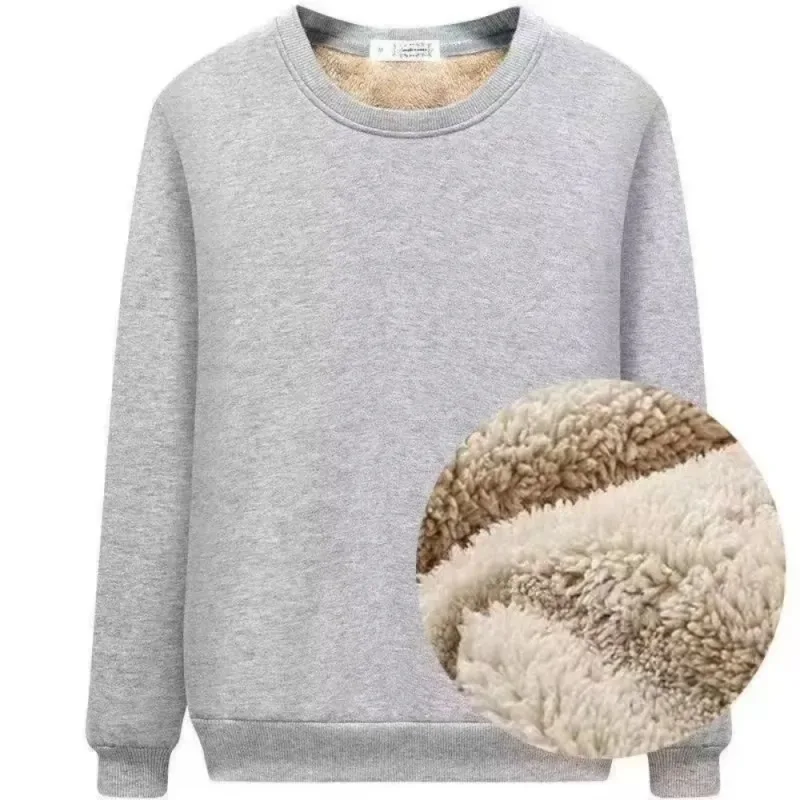 Lamb Fleece Lined Fleece Lined Sweatshirt Thick Warm Thermal Loose Fit Long Sleeve Sweatshirt Autumn Winter Weight — image 11
