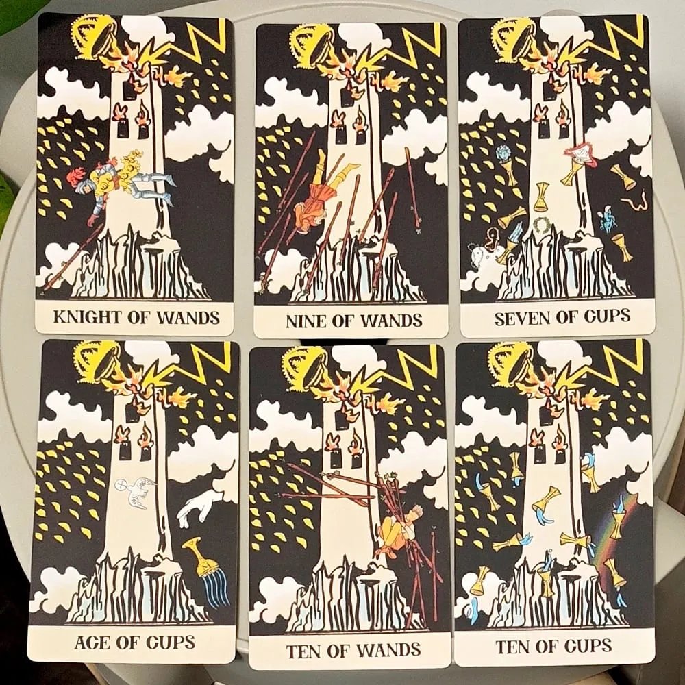 12*7 cm-es Tower Takeover Tarot Pakli merev dobozban Egyedi, 79 kártyás Tarot készlet átalakuláshoz és felszabaduláshoz, dupla dombornyomással — image 6