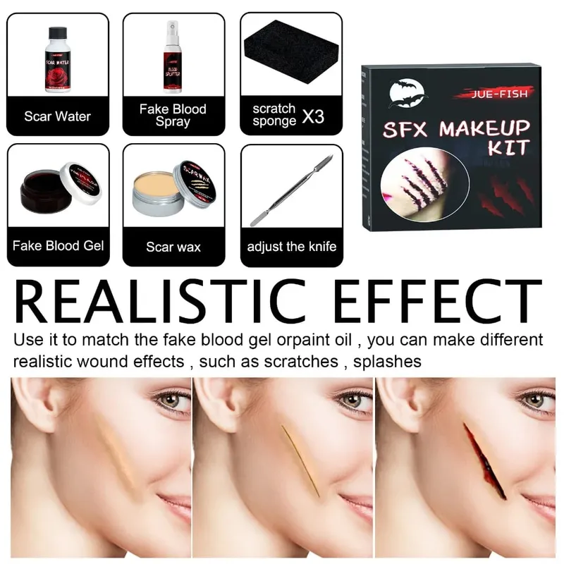 Halloween Face Painting Set Makeup Bag Special Effects Halloween Horror Cosplay Skin Wax Plasma Scar Painting Makeup Tools — image 3