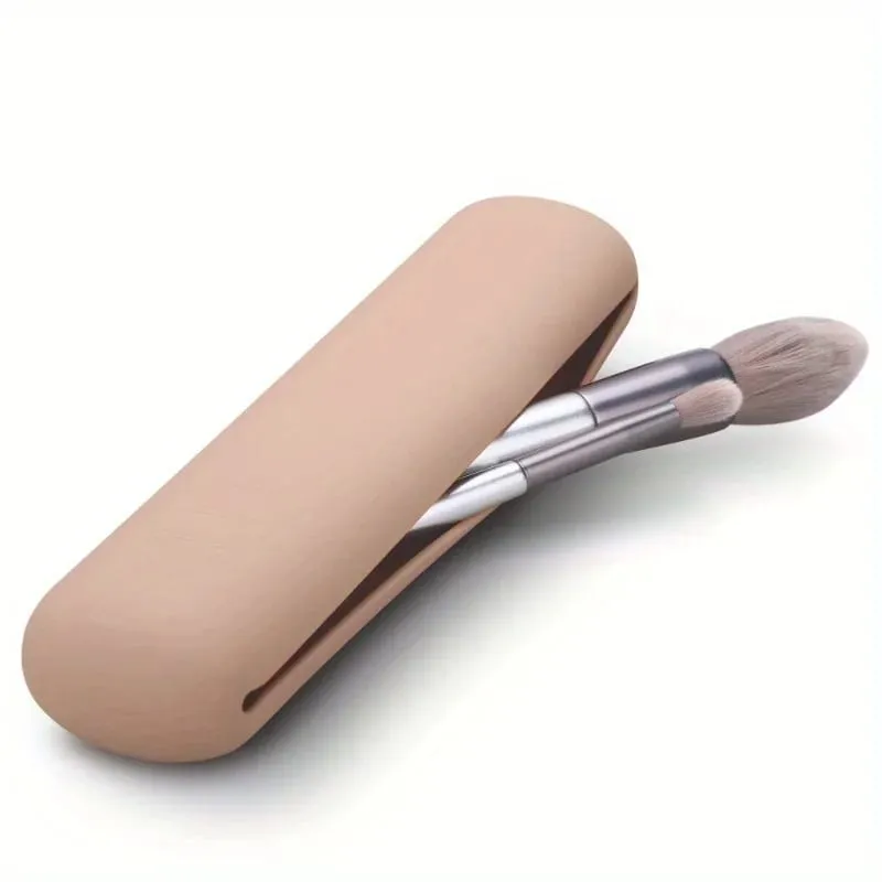 Travel Makeup Brush Holder Silicon Trendy And Portable Cosmetic Face Brushes Holder Soft And Sleek Makeup Tools Organizer — image 5