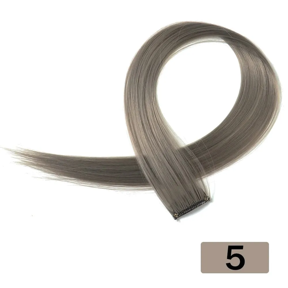 Synthetic Hair Extensions With Clips Heat Resistant Straight Hair Extensions Color Colored Black Hair Clip Womens 8G/Pcs