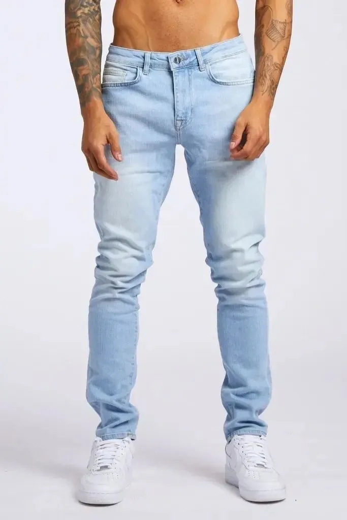 Jeans Lelaki Elastik Kurus Warna Pepejal Seluar Pensel Regangan Slim Fit Denim Jeans Joging Streetwear Koboi Seluar Kasual Blck — image 9