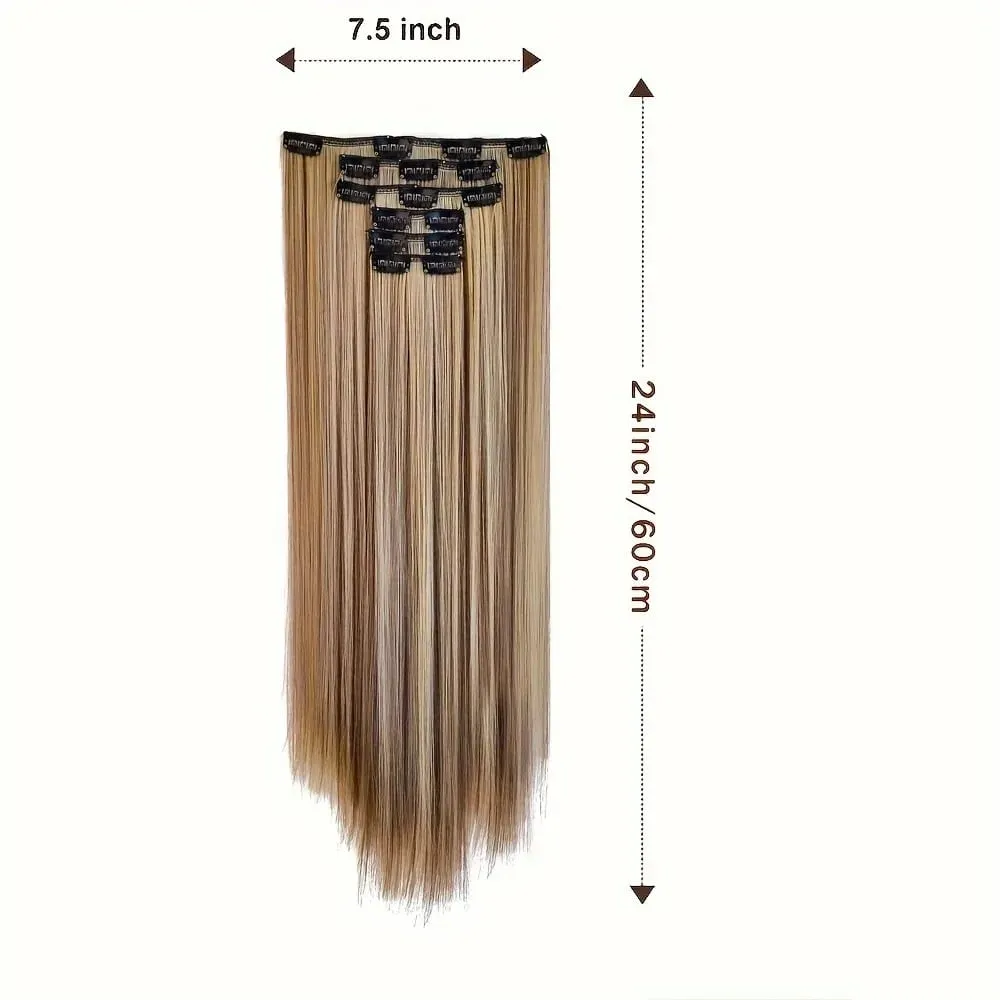 Clip In Hair Extensions Hair Extensions Thick Long Lace Weft Lightweight Synthetic Hairpieces For Women Chocolate Brown With Go — image 4
